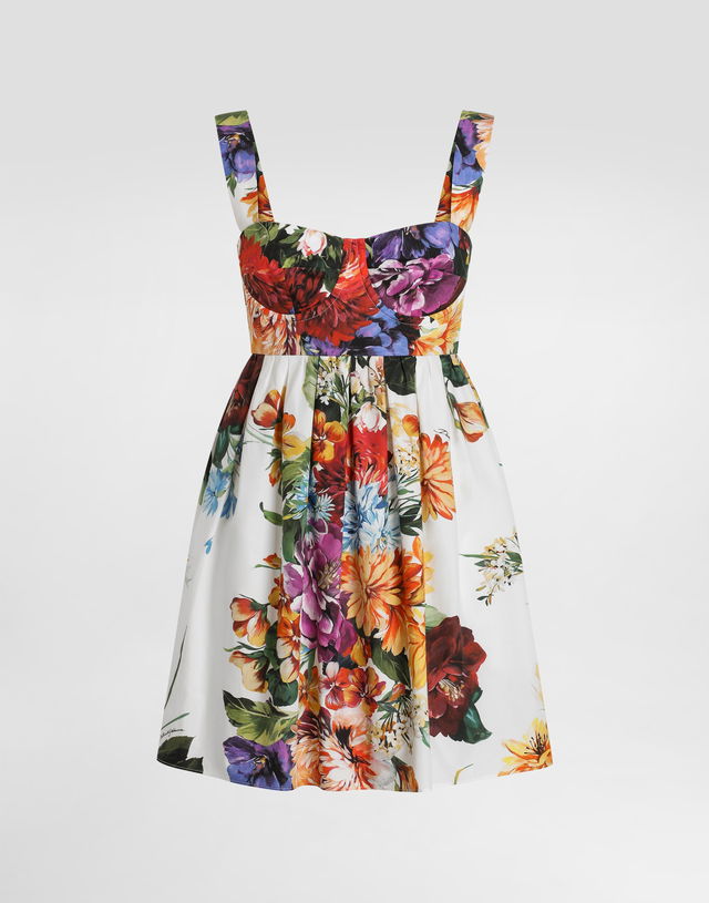 Flower Bouquet-print Poplin Dress