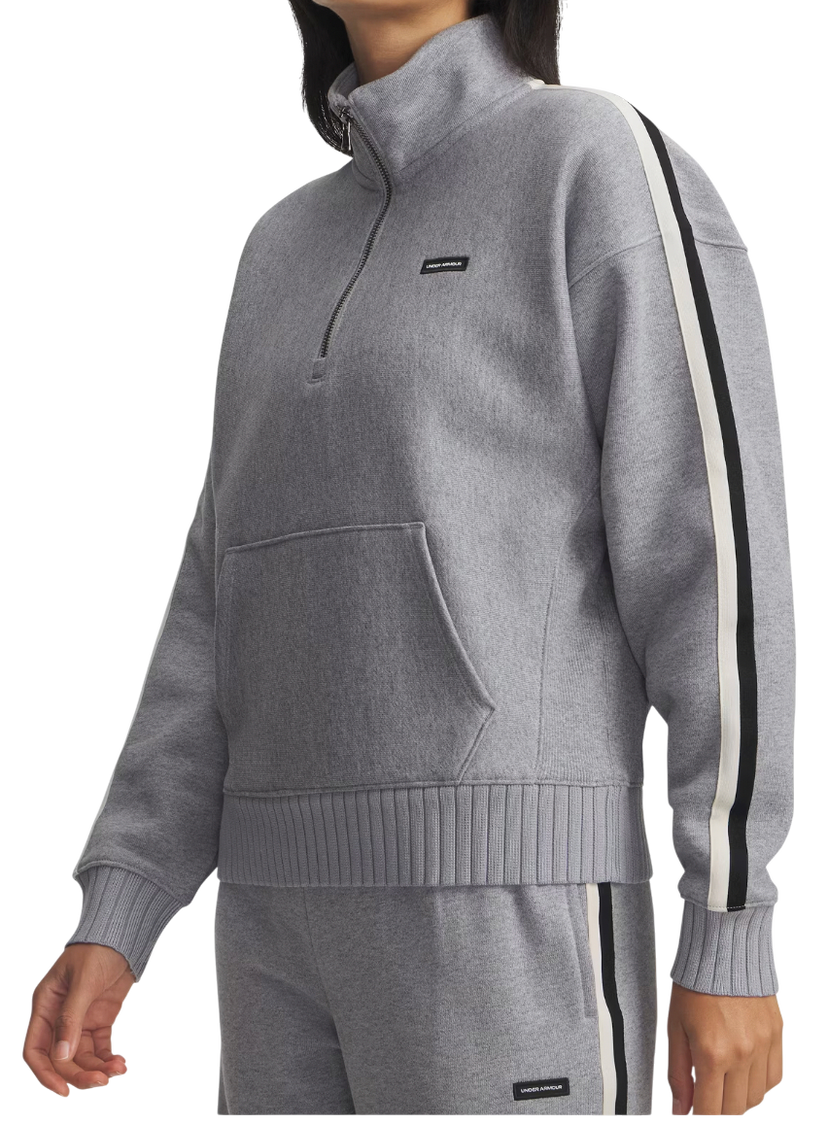 Суитчър Under Armour Icon Heavyweight Fleece Quarter-Zip Pullover with Striped Sleeves Сиво | 6004850-011
