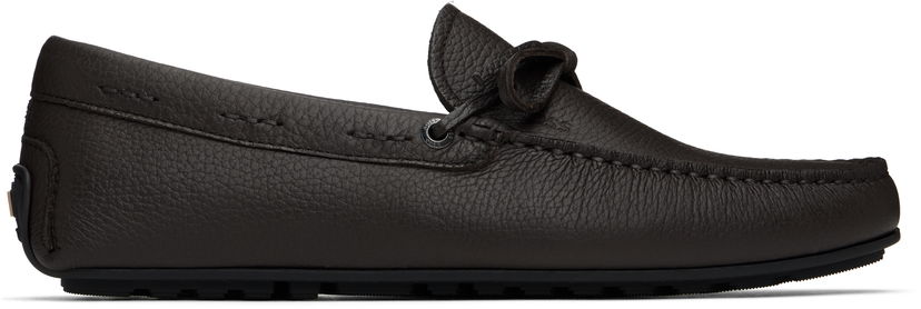 Кецове и обувки BOSS BOSS Grained Leather Driver Sole Loafers Кафяво | 50536247