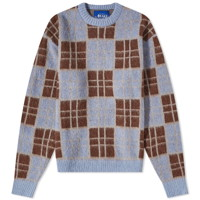 Checked Mohair Crew Knit