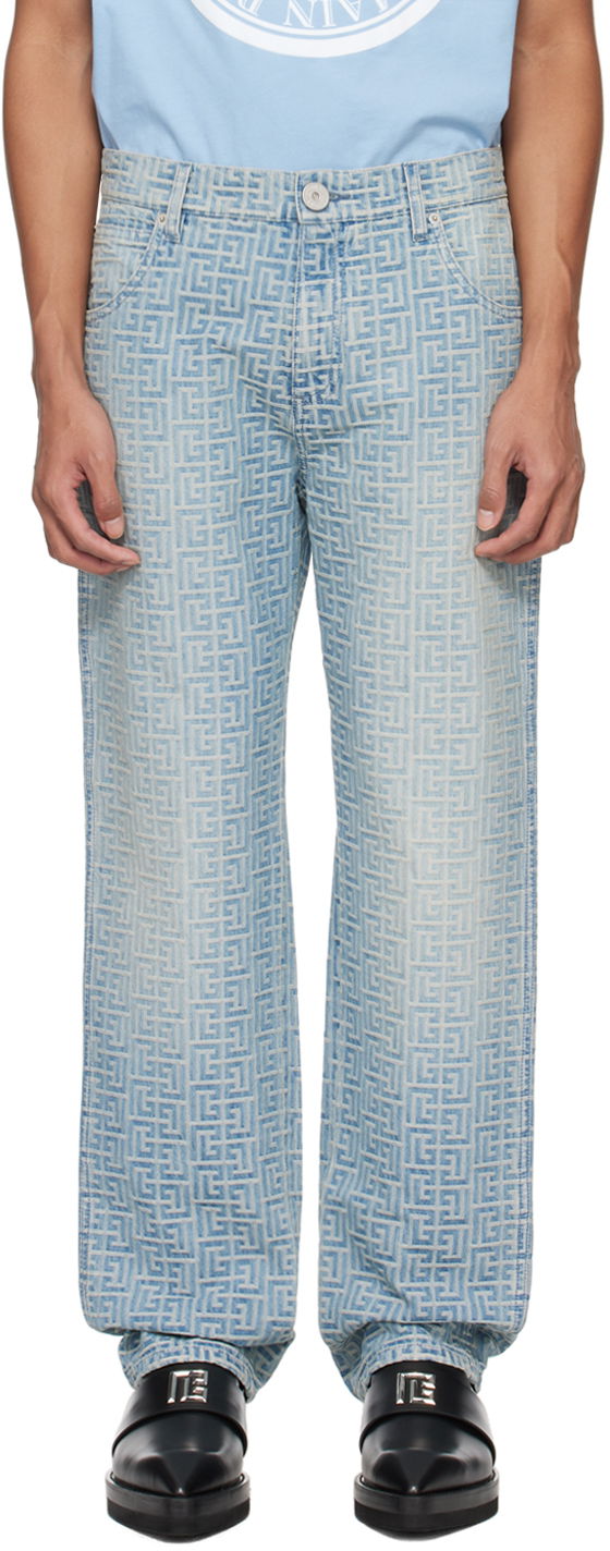 Дънки Balmain Monogram Jeans Синьо | CH1MI040DD27, 0