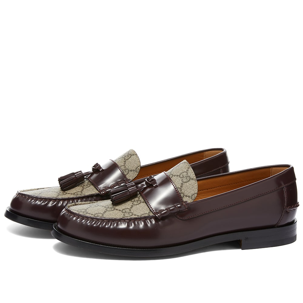 Кецове и обувки Gucci Gucci Kaveh GG Supreme Tassel Loafer Кафяво | 673817-17X30-6060, 0