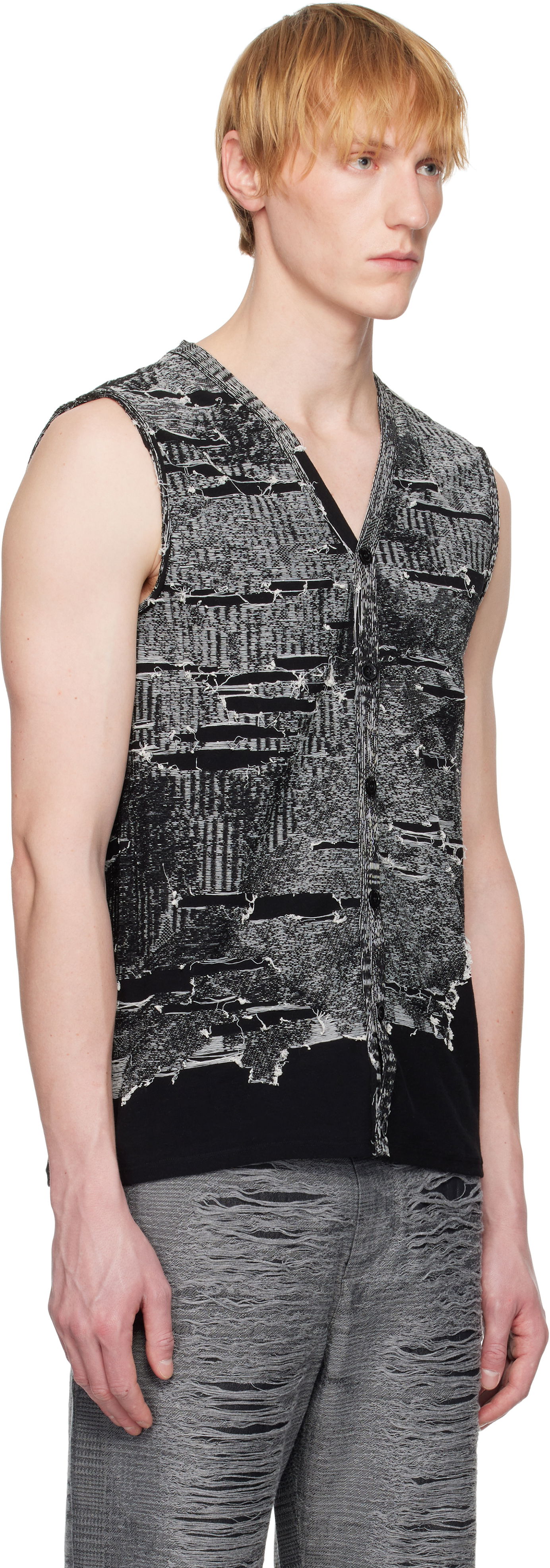 Пуловер Diesel Diesel K-Callisto Distressed Knit Vest Черно | A19222-0AFBV-900, 1