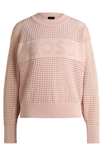 Пуловер BOSS BOSS Open-Knit Logo Sweater Розово | 50510202, 0