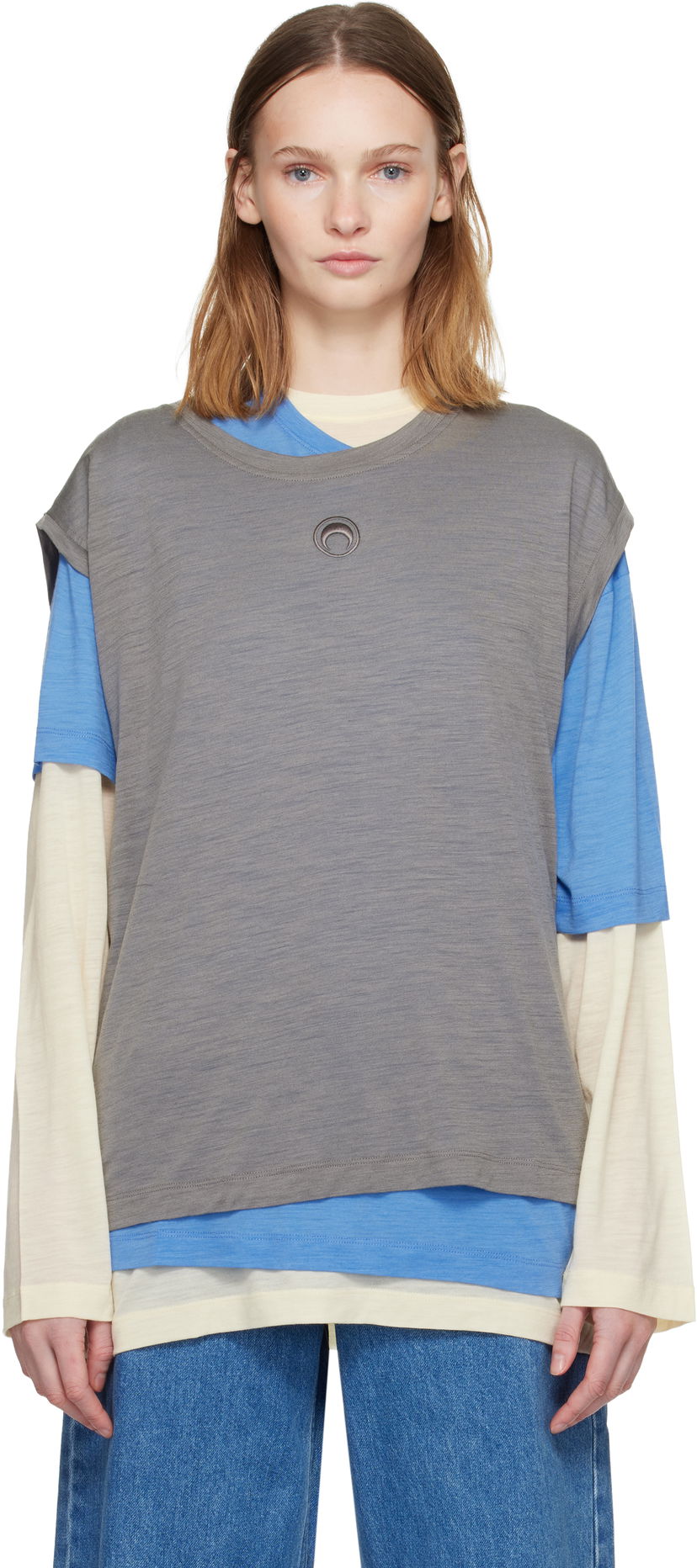 Тениска Marine Serre Marine Serre Merino Jersey T-shirt Set Многоцветен | UTT011ARJER0023
