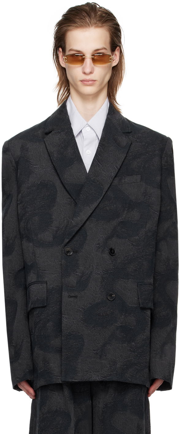 Яке Feng Chen Wang Feng Chen Wang Dragon Denim Blazer Черно | FUS17JK12, 0