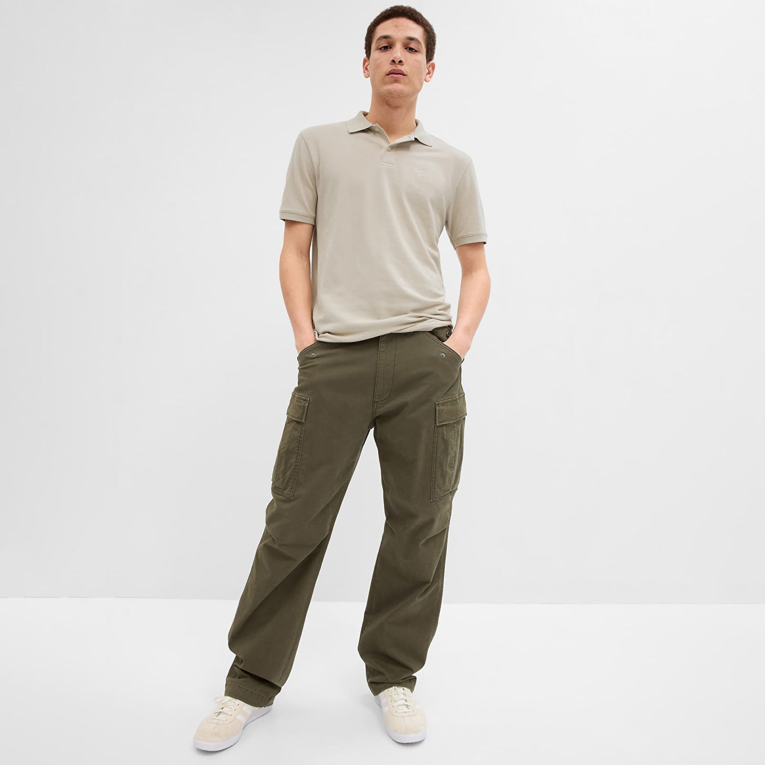 Тениска GAP Logo Pique Polo Moonstone Сиво | 586306-00, 0