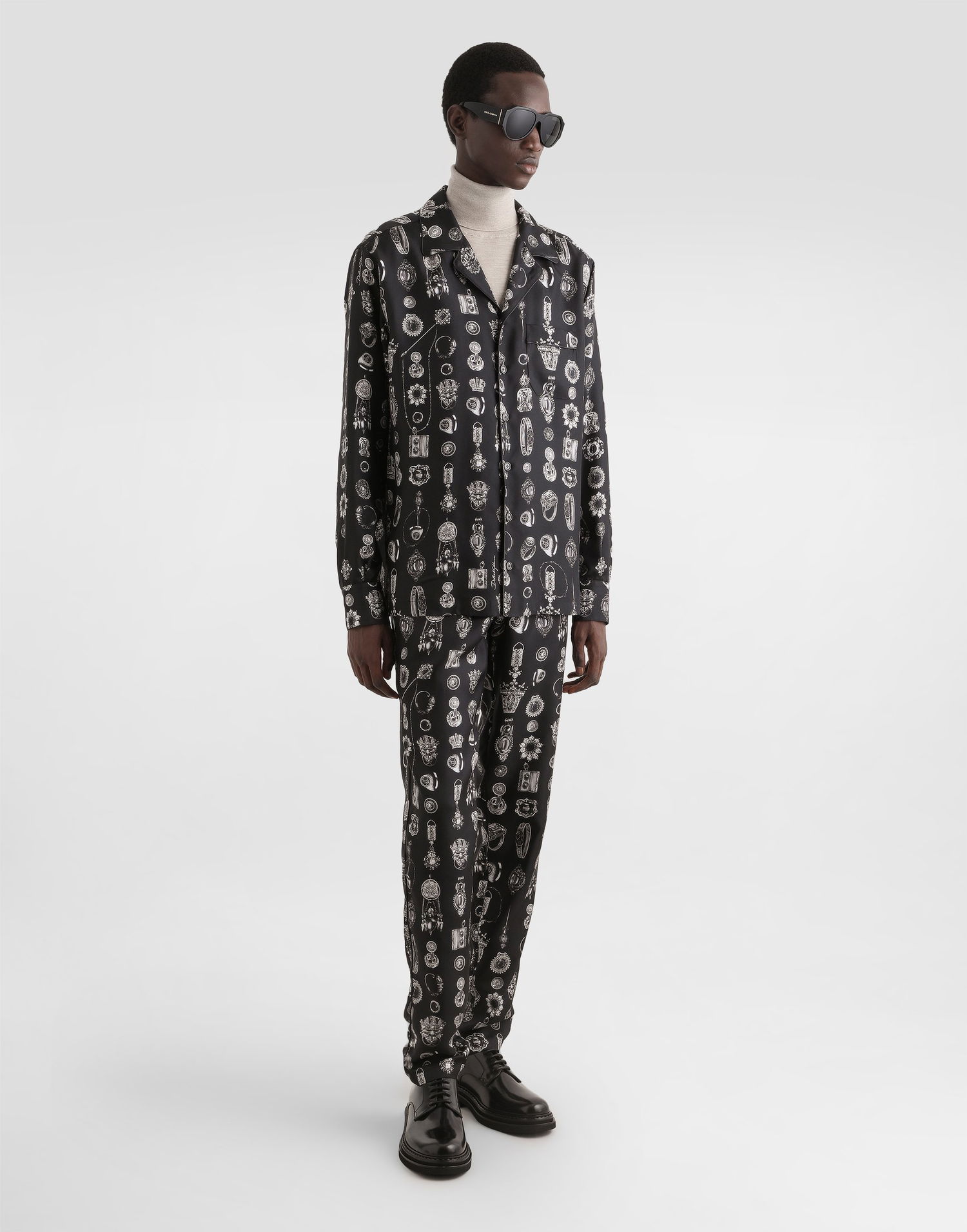 Панталони Dolce & Gabbana Jewel-print Twill Trousers Черно | GVCRATIS1ZVHH5QP, 1