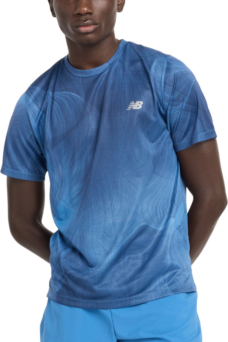 Тениска New Balance Athletics Printed T-Shirt Синьо | mt41254-beu