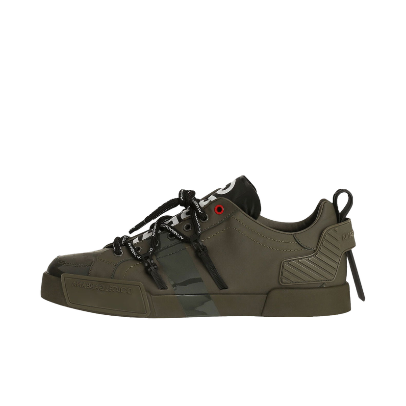 Кецове и обувки Dolce & Gabbana Portofino Strapped Khaki Camo Black White Зелено | CS1783AJ986_8B617