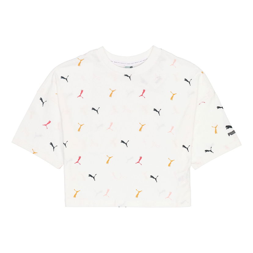 Съкратен топ Puma Classics Graphics AOP Boyfriend T-Shirt Бяло | 533152-02