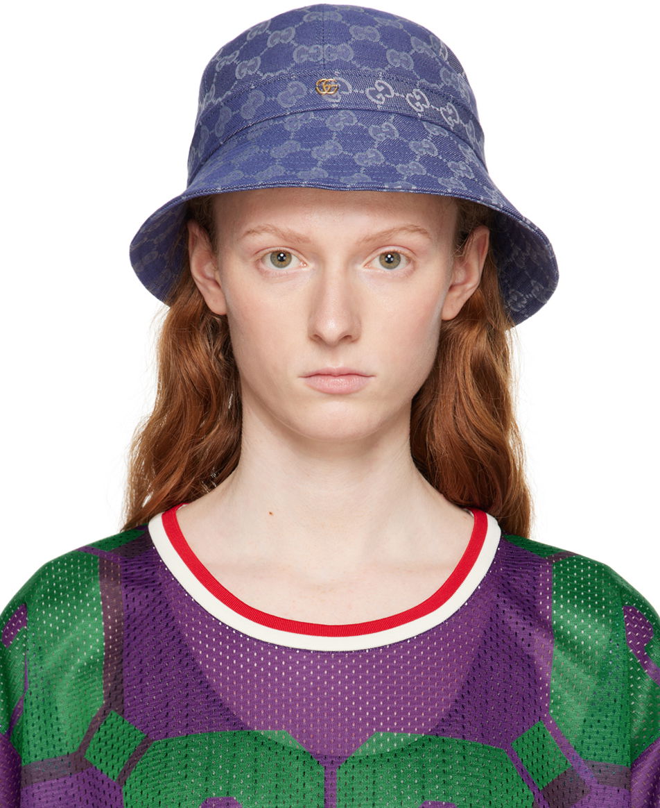 Шапка Gucci GG Bucket Синьо | 754112 4HG61, 0