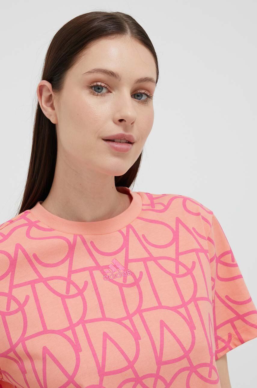 Тениска adidas Originals Allover adidas Graphic Boyfriend Tee Розово | IC5711, 0