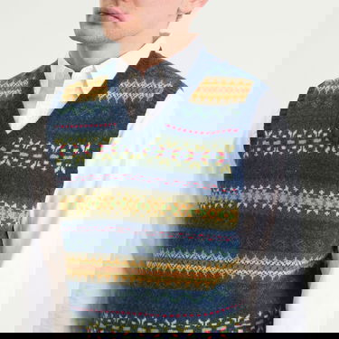 Пуловер BEAMS Plus Fair Isle Knit Vest Тъмно синьо | 3805-0055-103-79, 5