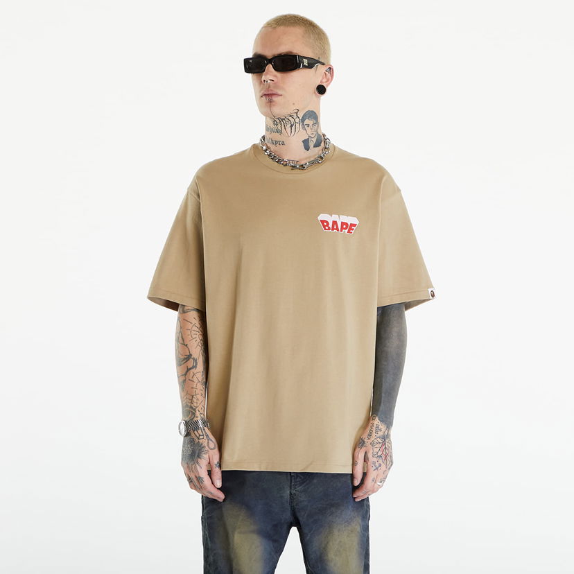 Тениска BAPE A BATHING APE Graffiti Bape Logo Relaxed Fit Tee Beige Бежово | 001TEK301339M BEI