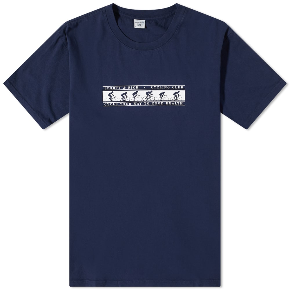 Тениска Sporty & Rich Cycling Club Tee Тъмно синьо | TS491NA, 0