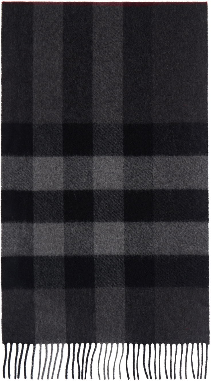 Шал Burberry Gray Check Cashmere Scarf Сиво | 8077893