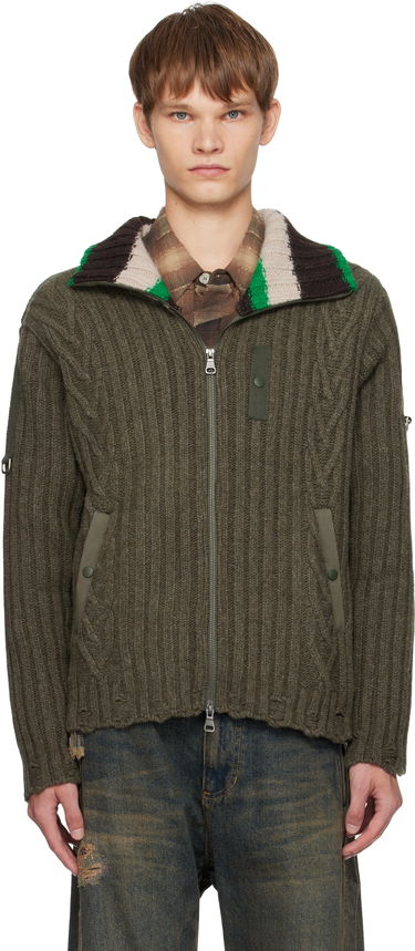 Пуловер Andersson Bell Andersson Bell Stripe High-Neck Zip-Up Sweater Зелено | atb1344m, 0