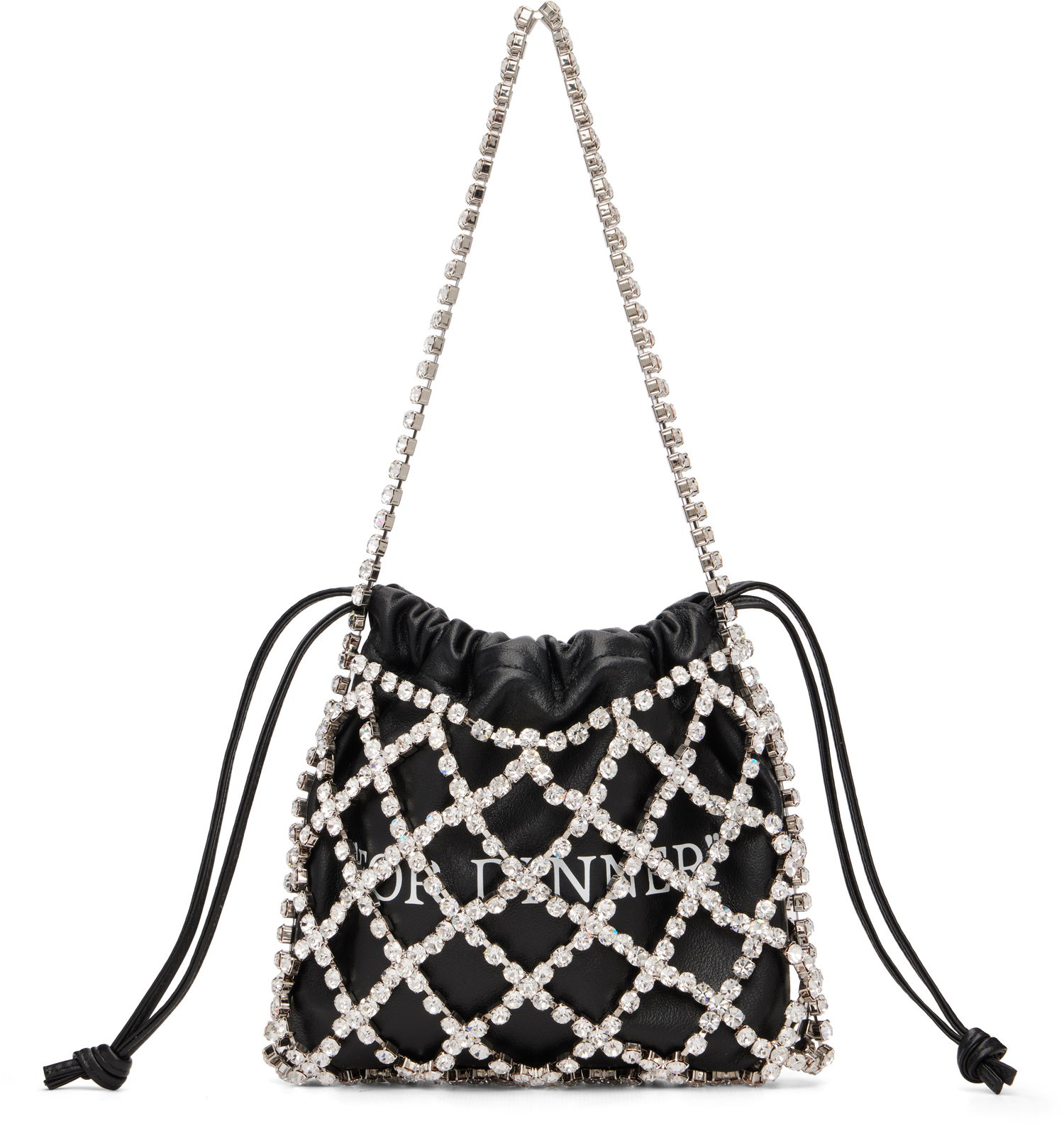 Дамска чанта Off-White Drawstring Pouch with Rhinestone Netting 'For Dinner' Черно | OWNN188C99MET0011001, 0