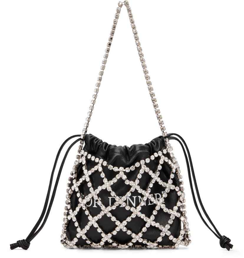 Дамска чанта Off-White Drawstring Pouch with Rhinestone Netting 'For Dinner' Черно | OWNN188C99MET0011001