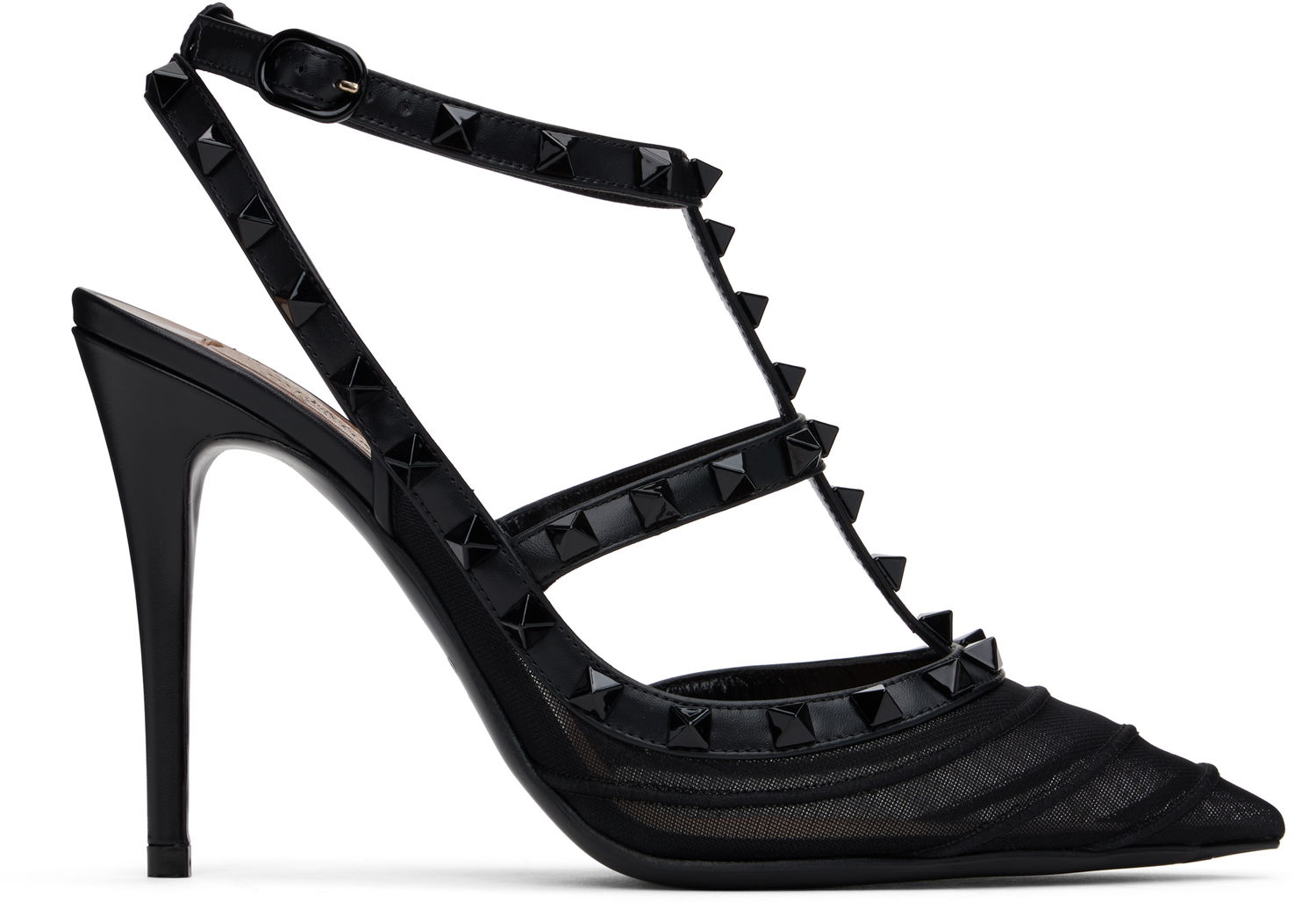 Кецове и обувки Valentino Rockstud Mesh 100mm Heels Черно | 5W0S0393JMW, 0
