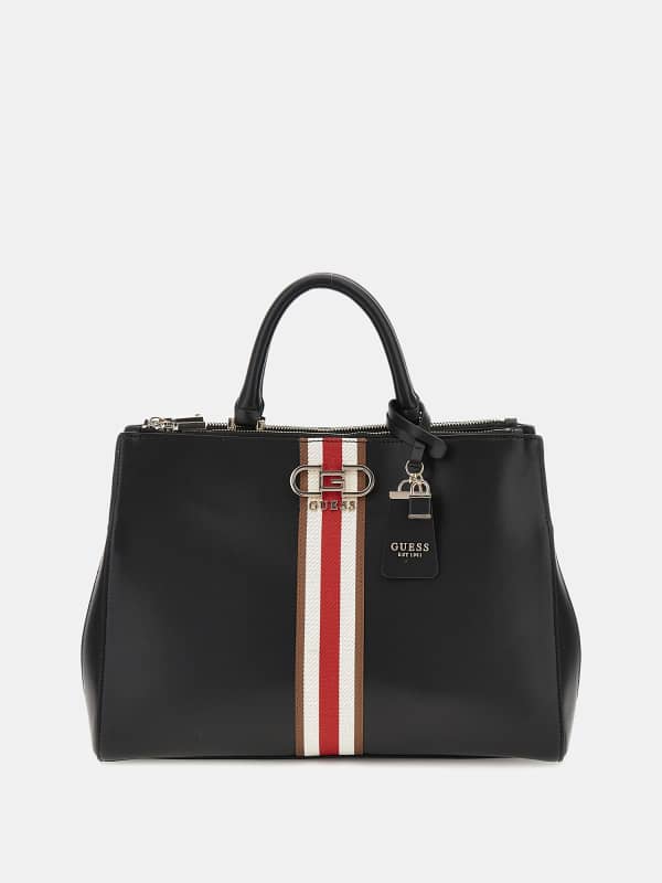 Дамска чанта GUESS Nelka Front-Stripe Handbag Черно | HWVG9307070, 0