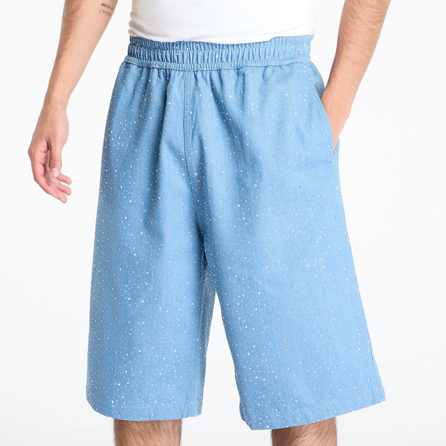Къси панталони Pleasures PLEASURES Glitter Baggy Denim Shorts Синьо | P25SU034 INDIGO, 1