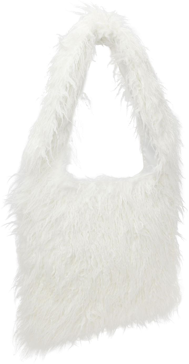 Чанта през рамо We11done We11done Faux-Fur Shoulder Bag Бяло | WD-AB3-22-473-U-WH, 1
