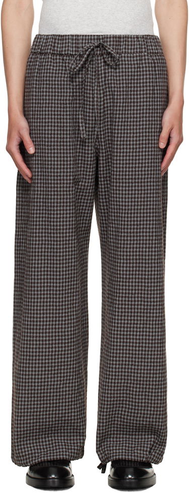 Панталони sage NATION SAGE NATION Siesta Gingham Lounge Pants Кафяво | S140 SIESTA TROUSER WOOL COTTO, 0
