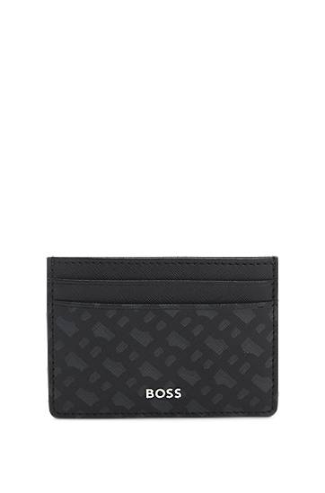 Портфейл BOSS Monogram card holder with foil-embossed logo Черно | 50552845