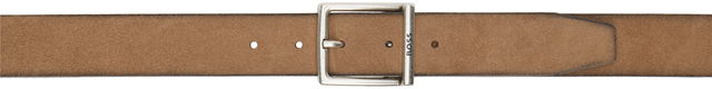 Suede Squared Buckle Engraved Logo Belt