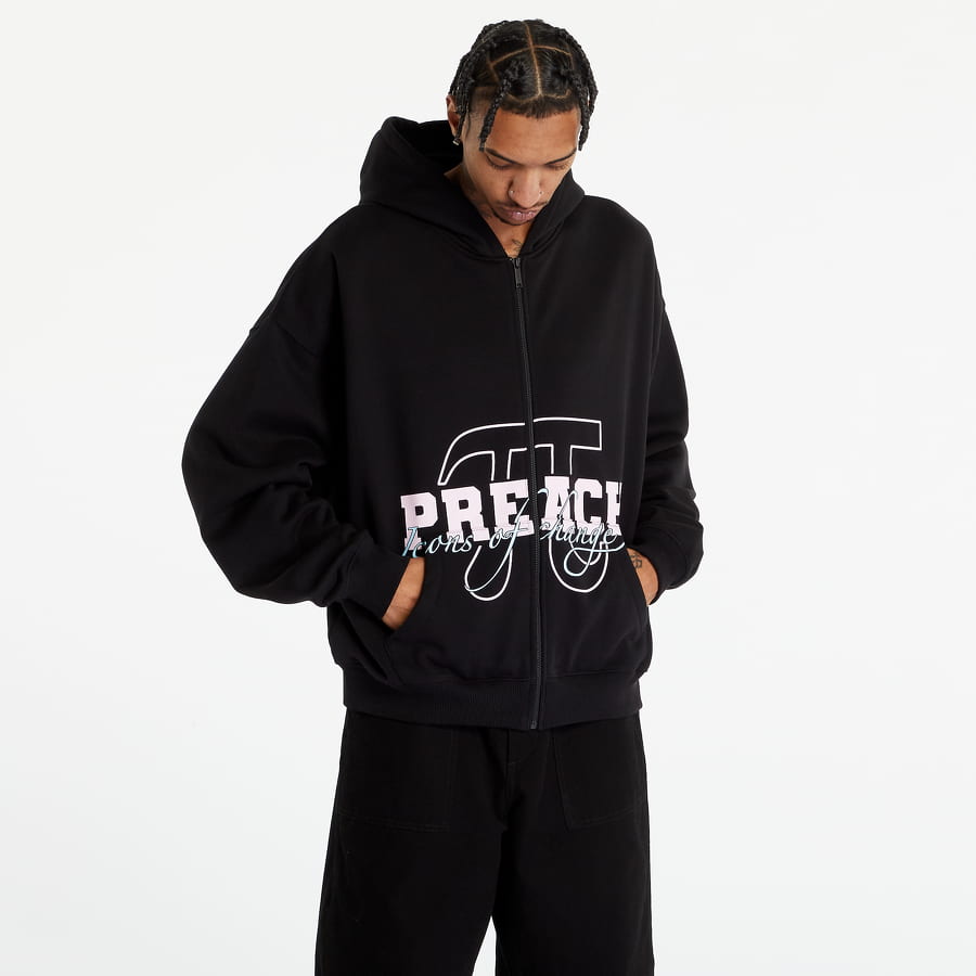 Суитчър PREACH Varsity Zip Hoody Washed Черно | 206293 9069, 0