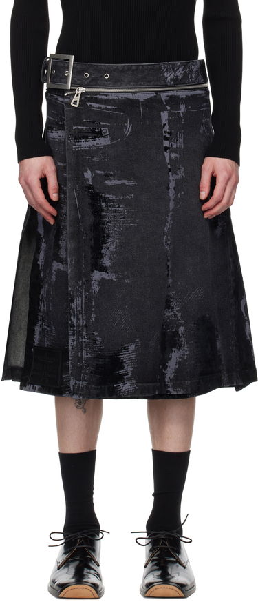 Пола Jean Paul Gaultier Jean Paul Gaultier 'The Flocked' Denim Kilt Черно | 25/33-F-JU161-D016-06, 0