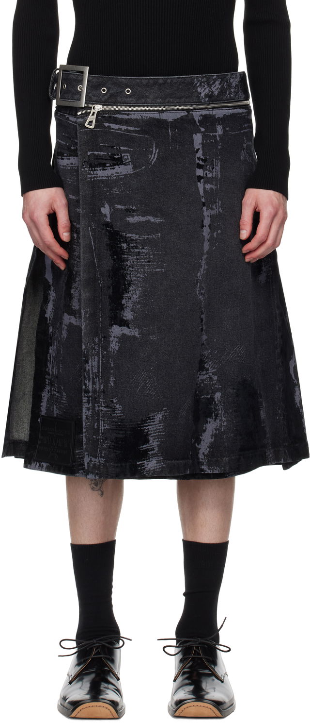 Jean Paul Gaultier 'The Flocked' Denim Kilt