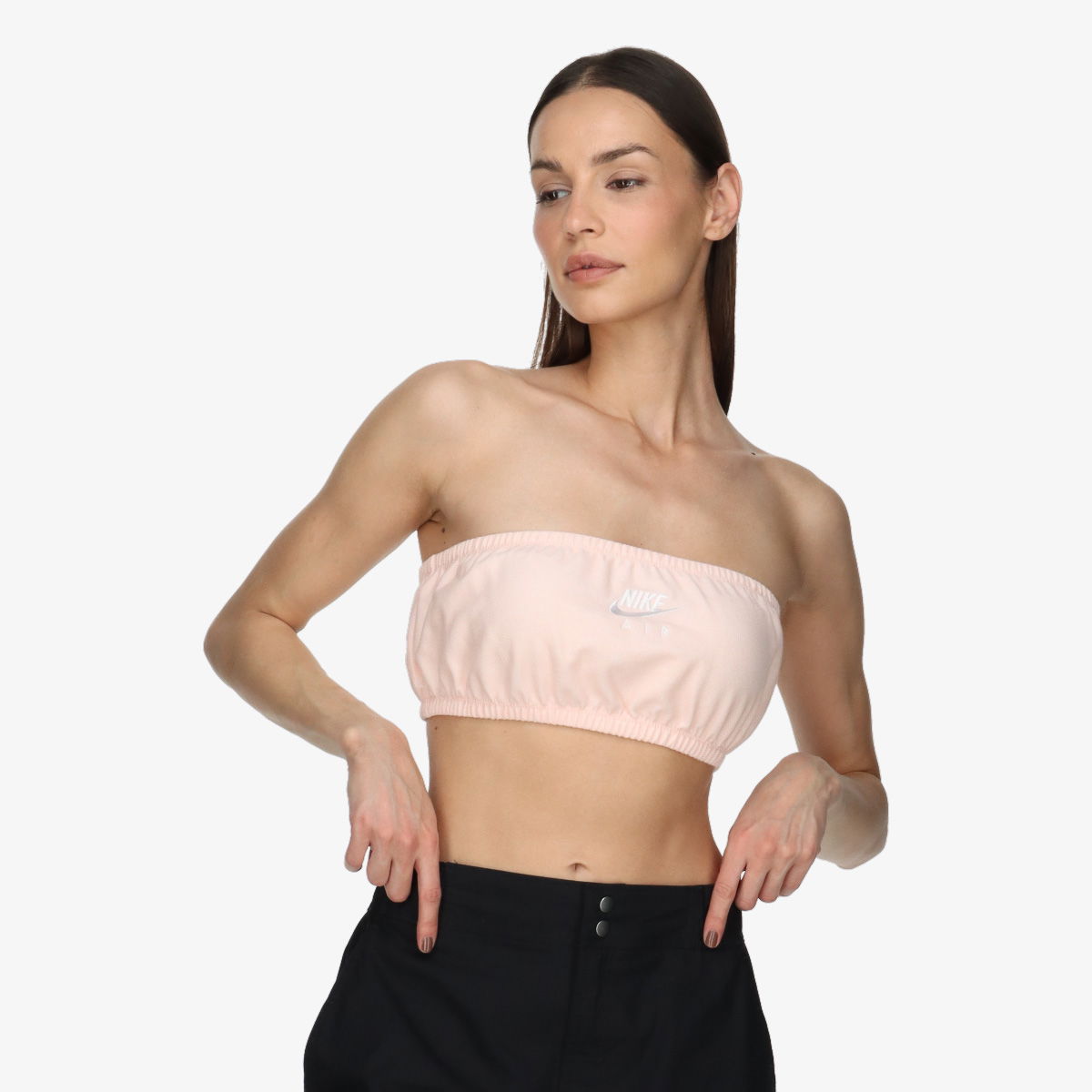 Тениски и потници Nike W NSW AIR PIQUE TOP BANDEAU Бежово | DM6460-610, 0