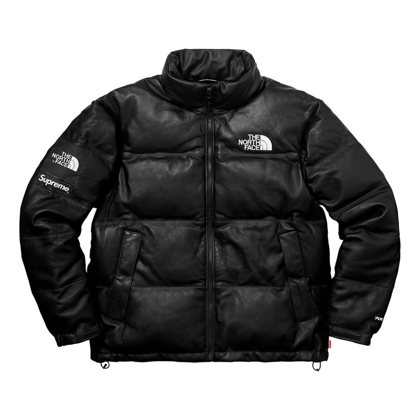 Пухо яке Supreme The North Face Nuptse Leather  Jacket Черно | SUP-FW17-617