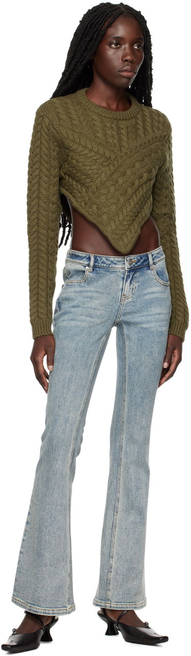 Пуловер Miaou Miaou Vela Cropped Cable Knit Sweater Зелено | 7060CKOLV, 3