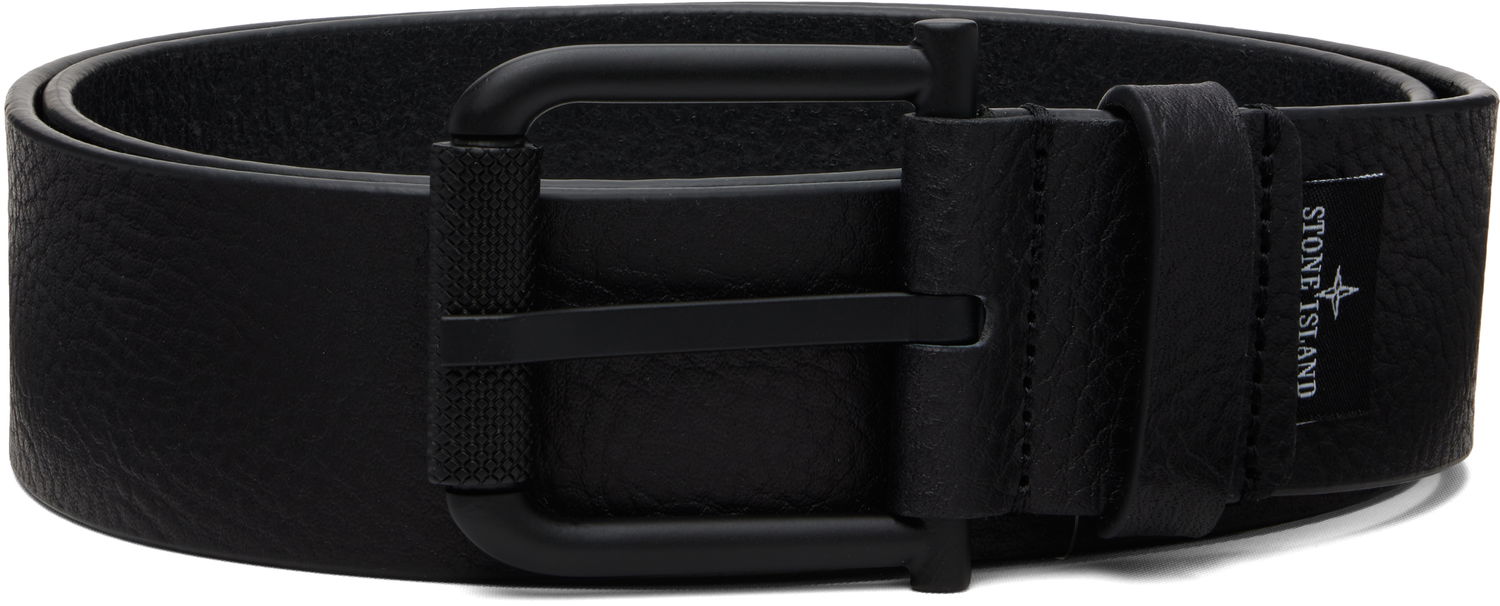 Колани Stone Island Stone Island Tumbled Leather Belt Черно | K2S15 9300002 S0072, 0