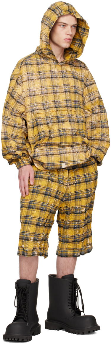 Къси панталони We11done We11done Crinkled Check Shorts Жълто | WD-PT1-23-254-U-YE, 3