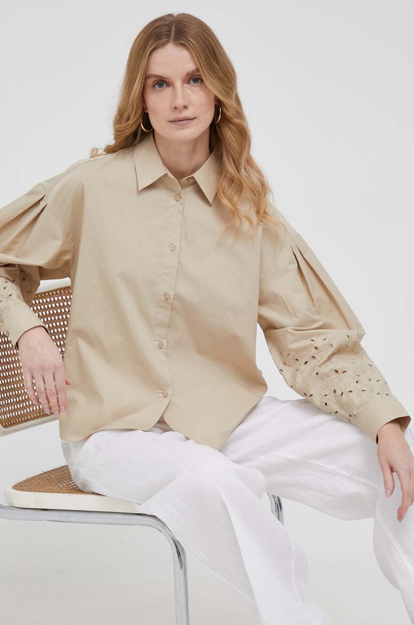 Риза United Colors of Benetton Shirt Бежово | 5EW7DQ04E.39A, 0