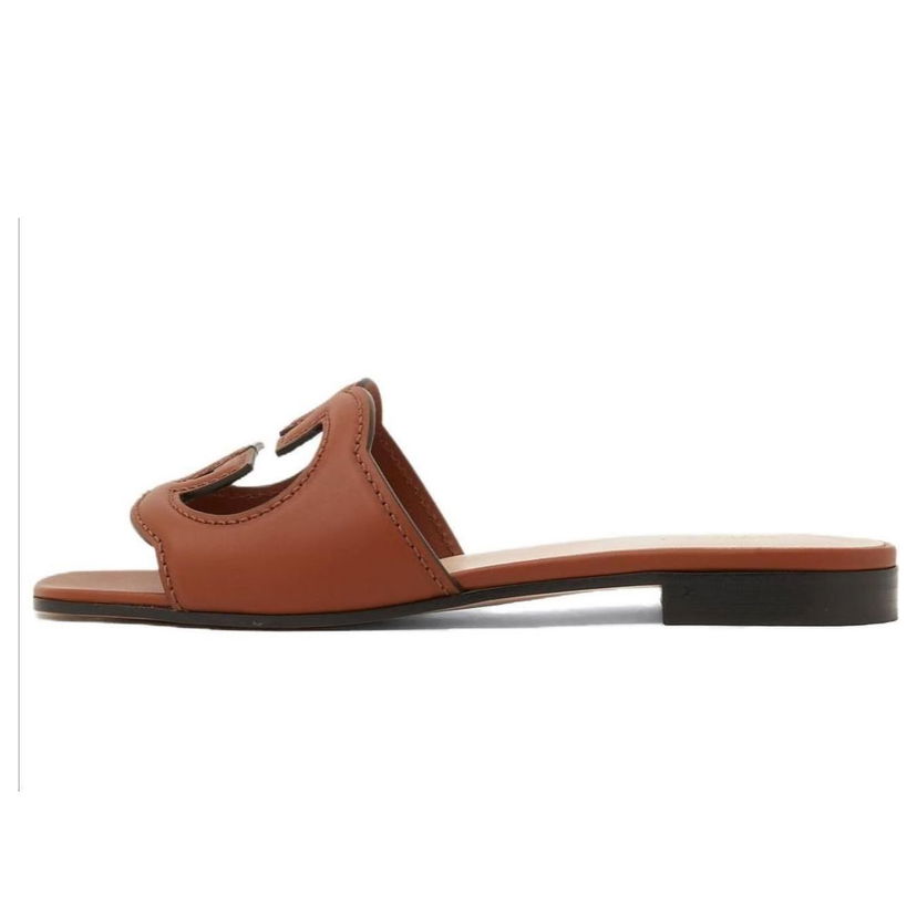 Кецове и обувки Gucci Interlocking G Cut-Out Slide Sandals Кафяво | 694451-US000-2535
