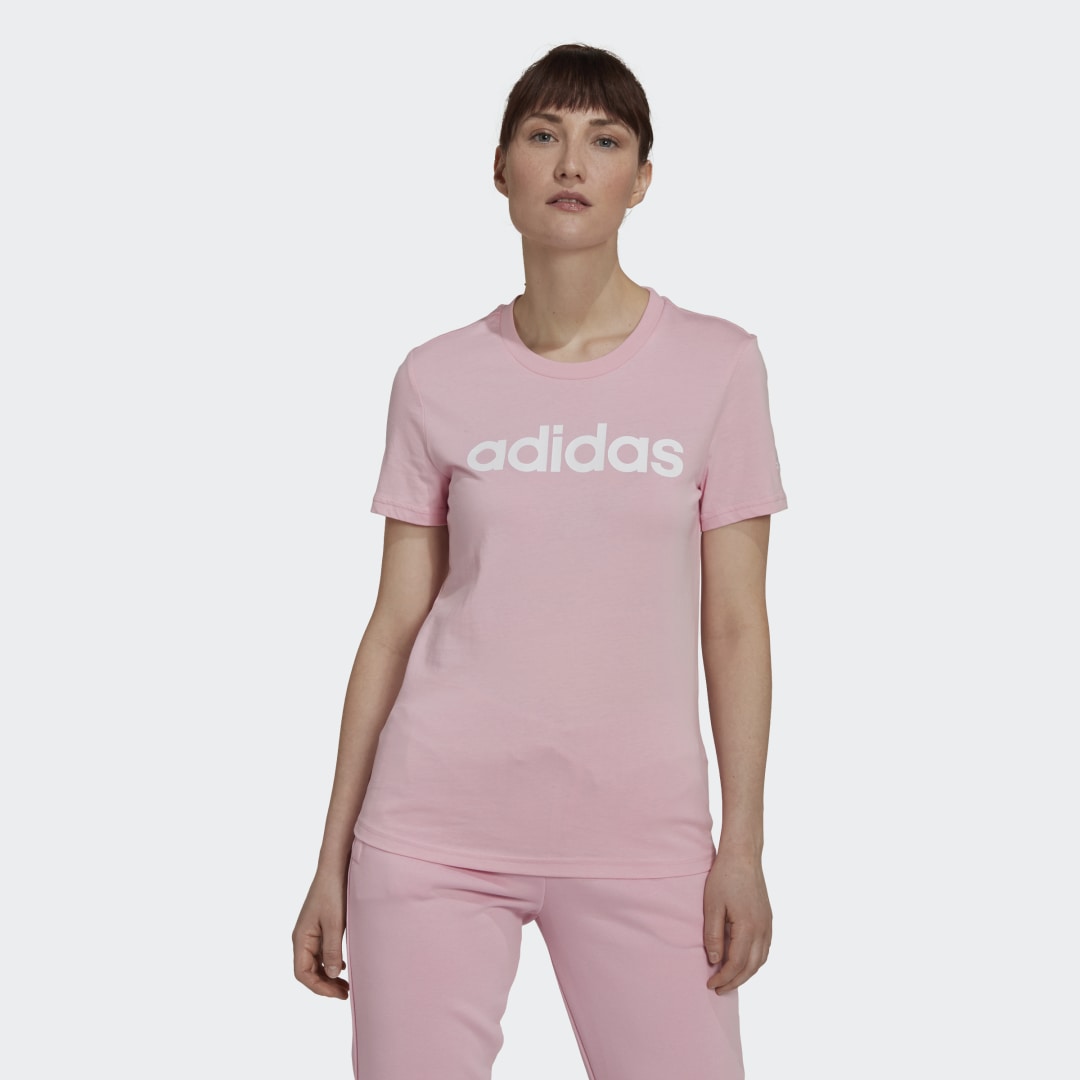 Тениска adidas Originals LOUNGEWEAR Essentials Slim Logo Tee Розово | HL2051, 0
