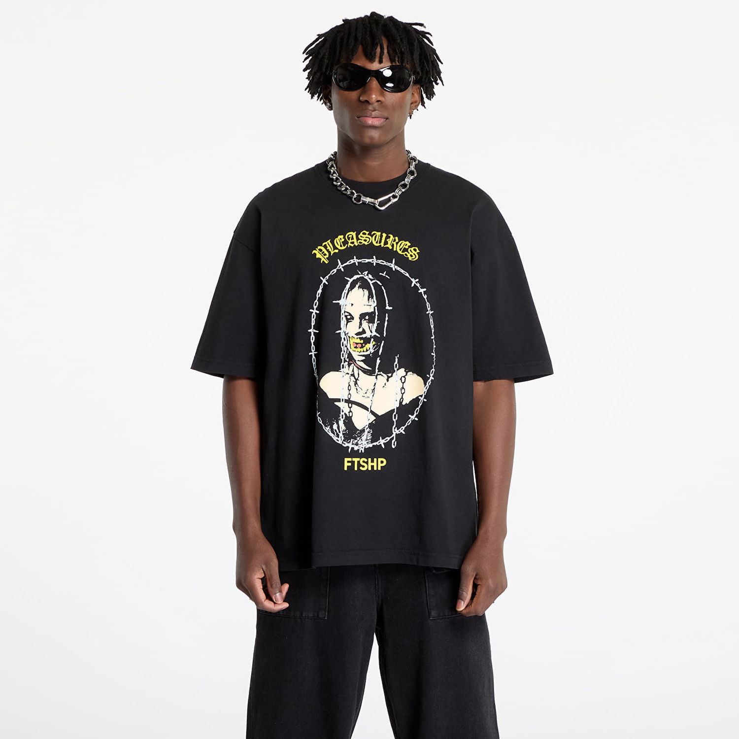 Тениска Pleasures FTSHP x Cage Graphic T-Shirt Черно | P24W074 BLACK, 0