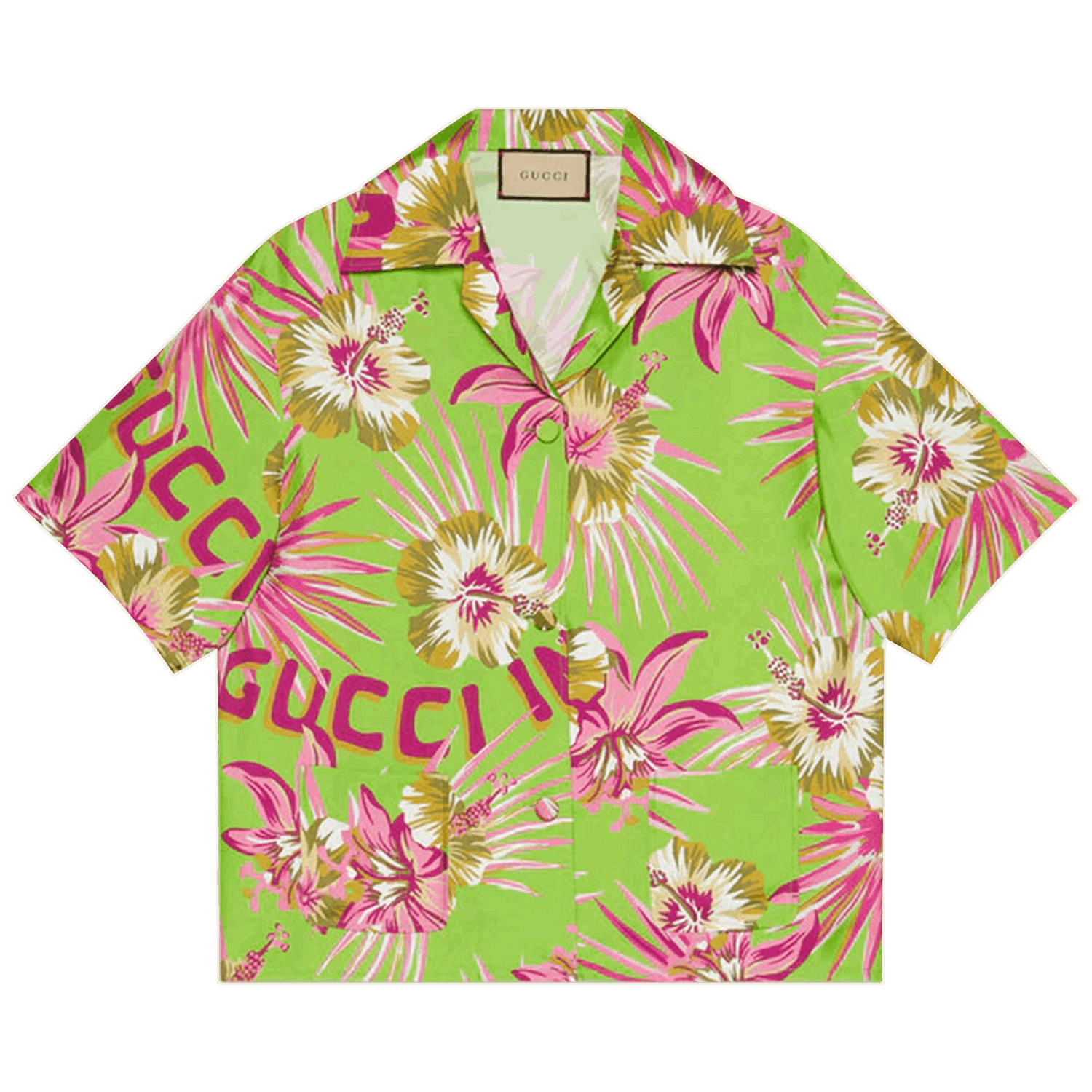 Риза Gucci Floral Silk Bowling Shirt Зелено | 694890 ZAI5R 3663, 0