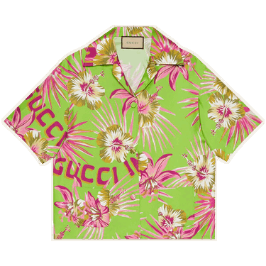 Риза Gucci Floral Silk Bowling Shirt Зелено | 694890 ZAI5R 3663, 0