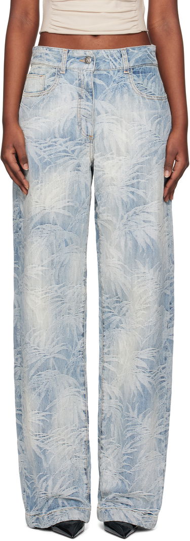 Дънки Palm Angels Palm Angels Palms Jacquard Loose Jeans Синьо | PWYB041S25DEN0024440, 0