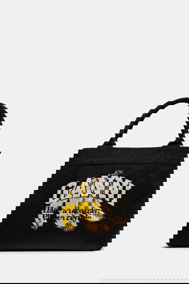 Голяма пазарска чанта GANNI GANNI Shopper XXL Pocket Banana Print Tote Bag Черно | A6896, 0