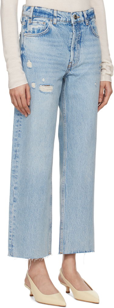 Дънки Anine Bing Gavin Distressed High-Rise Straight Leg Jeans Синьо | A-06-1113-440, 4