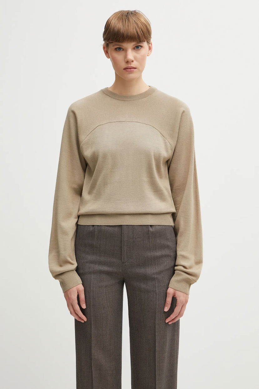 Пуловер Maison Margiela MM6 Maison Margiela Sweater with Yoke Detail Бежово | S62HL0040.M13188.114