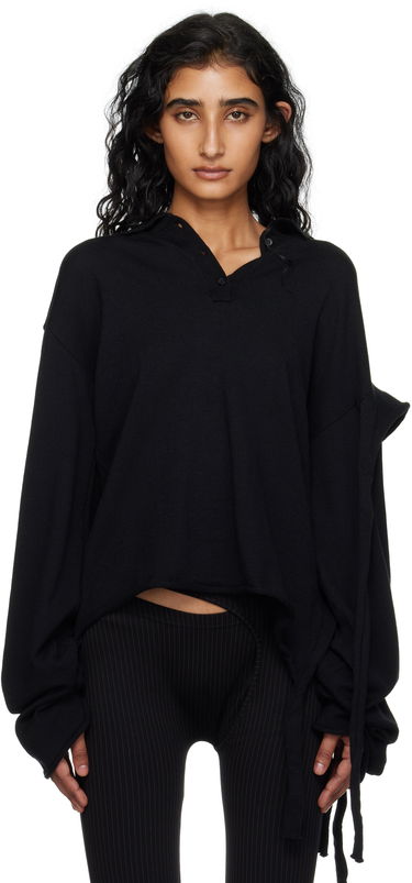 Поло тениска Ottolinger Ottolinger Deconstructed Knit Polo Черно | 107-106207-01, 0